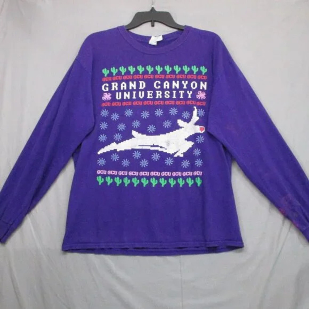 Gildan Purple Graphic Unisex Crewneck‎ Shirt Large Size | L